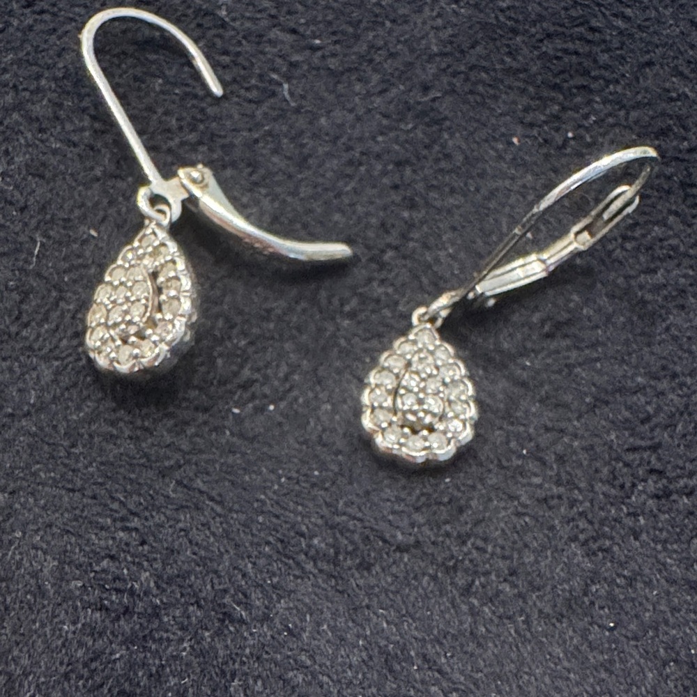 Elegant Diamond & Silver Teardrop Earrings